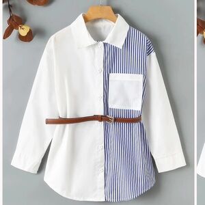 Stylish Kids White and Blue Striped Shirt